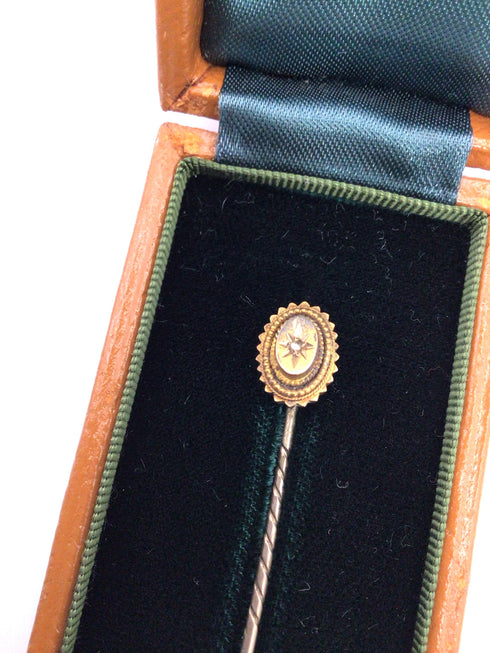 Vintage 15 ct Gold Diamond tie stick Pin